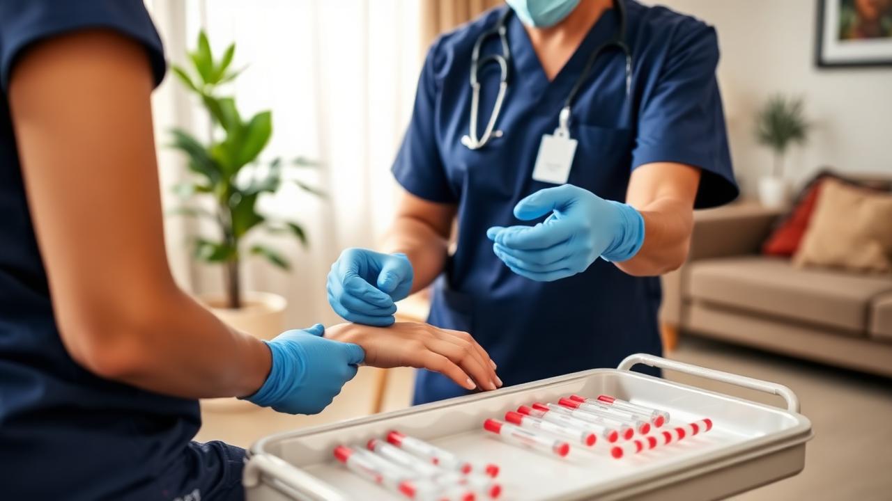 Phlebify phlebotomist performing home blood sample collection for a patient
